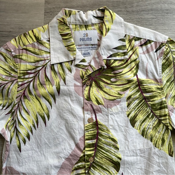 Men's 28 Palms White Floral Short Sleeve Button Up Size Small - Picture 3 of 8
